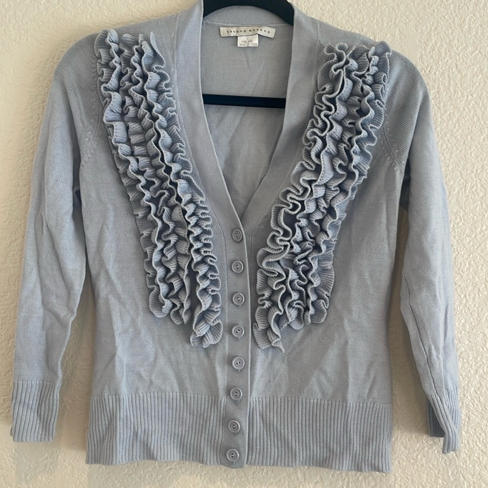Susana Monaco Light Blue Wool Cardigan Sweater